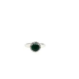 Sterling Silver Green Corundum and White Topaz Ring