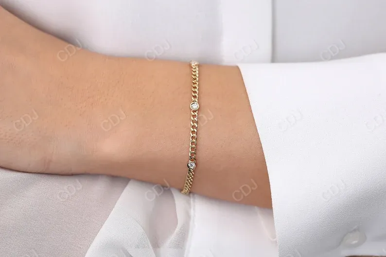 0.21 Ctw Lab Grown Diamond Cuban Link Chain Bracelet