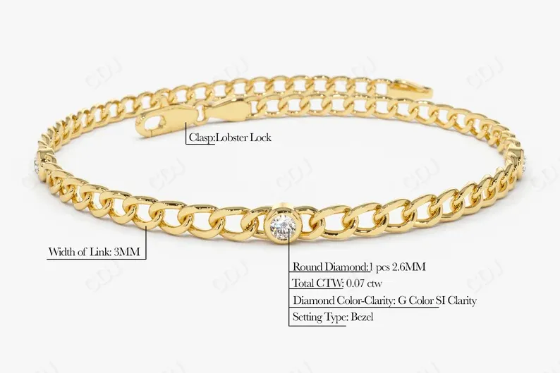 0.21 Ctw Lab Grown Diamond Cuban Link Chain Bracelet