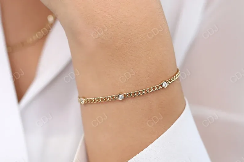 0.21 Ctw Lab Grown Diamond Cuban Link Chain Bracelet