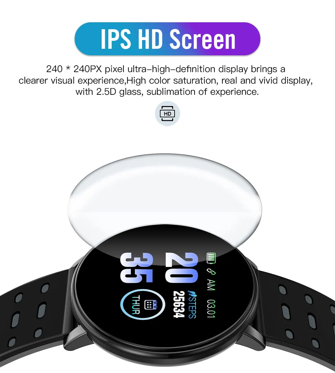 119 Plus Smart Watch & Fitness Tracker (with HR & BP Tracker, Call & MSG Alerts, IPS HD Screen)