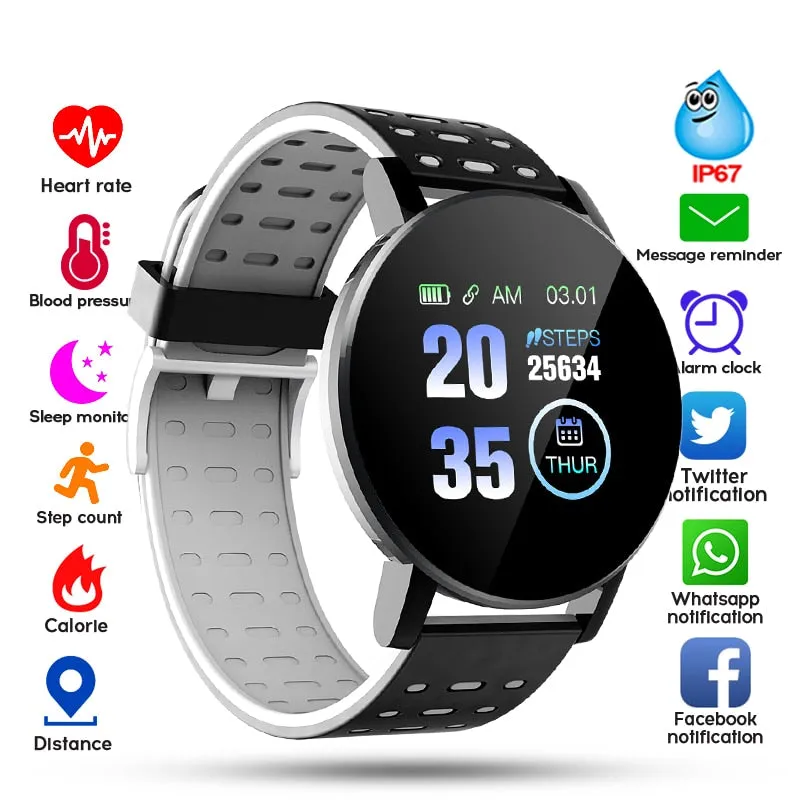 119 Plus Smart Watch & Fitness Tracker (with HR & BP Tracker, Call & MSG Alerts, IPS HD Screen)