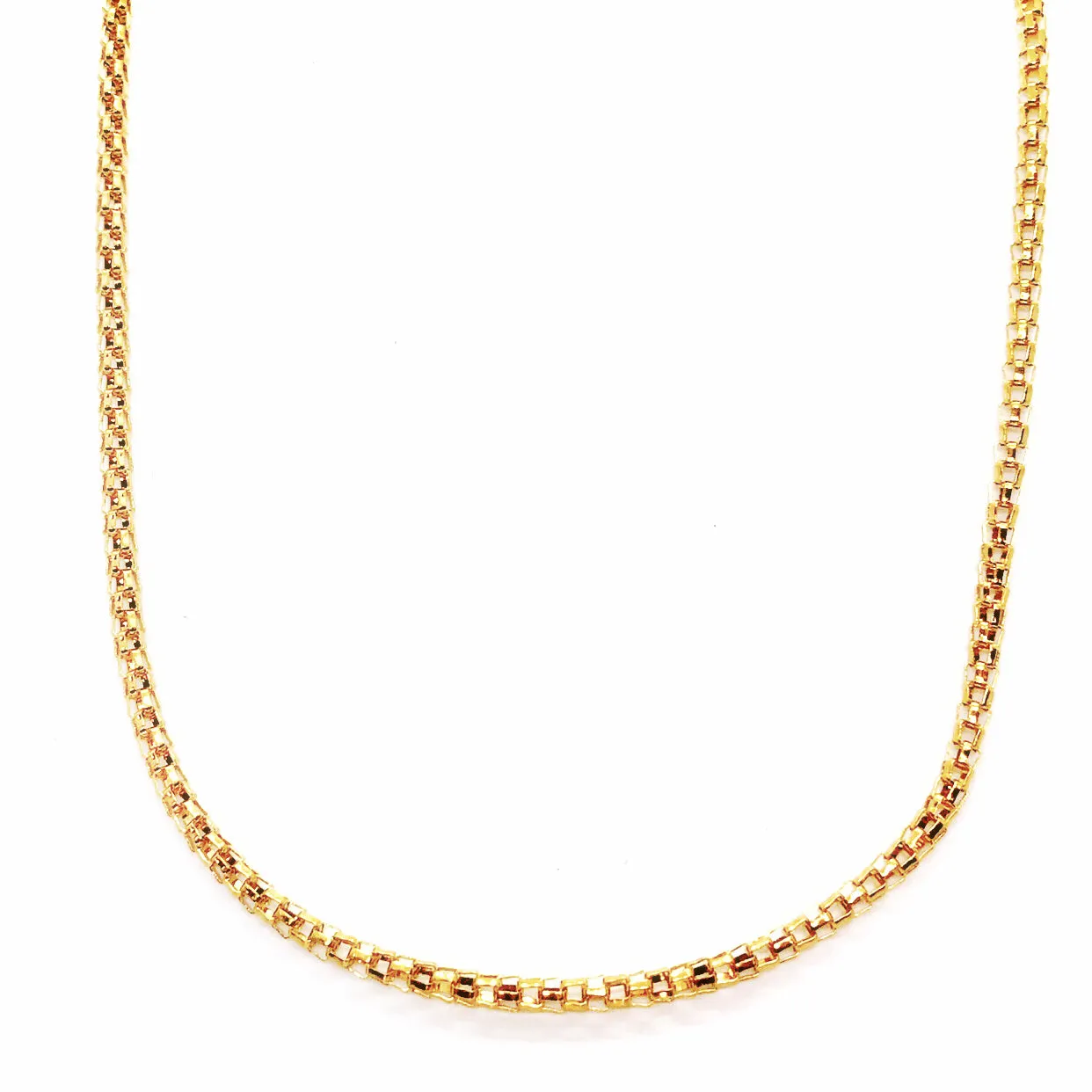 20 inch 18K Gold Plated Hollow Mesh Link Stainless Steel Chain