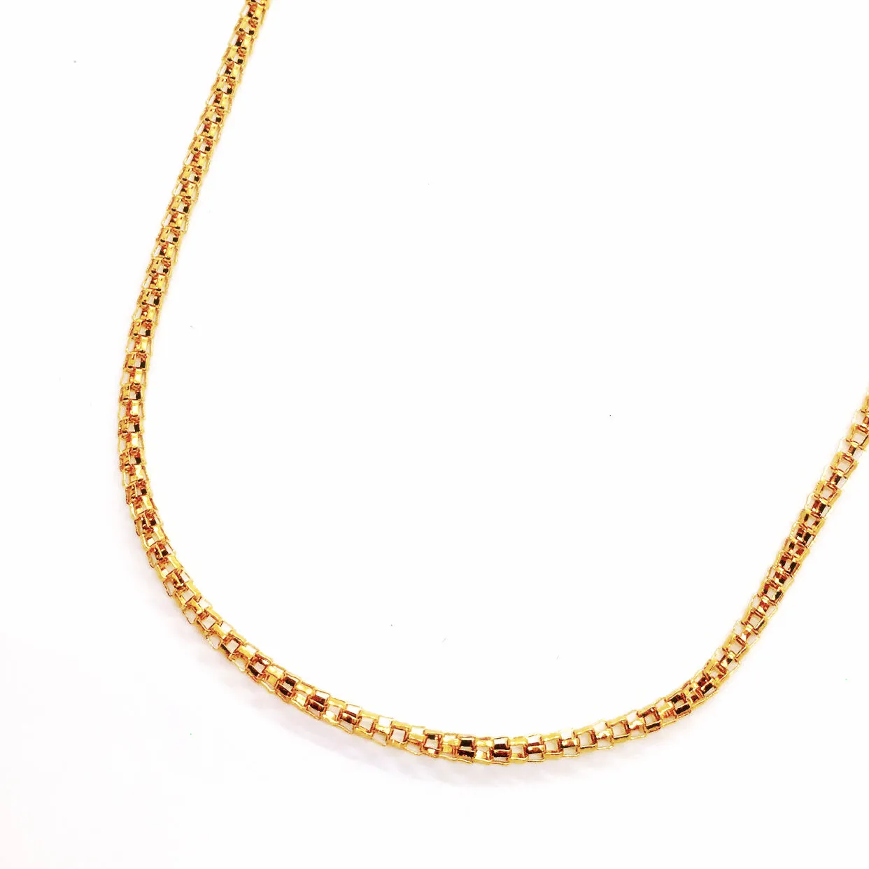 20 inch 18K Gold Plated Hollow Mesh Link Stainless Steel Chain