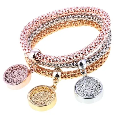 3 Pcs/Set Heart Charm Crystal Bracelets & Bangles