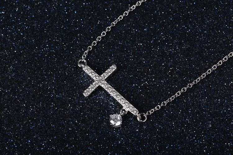 925 Sterling Silver Sideways Cross Bracelet