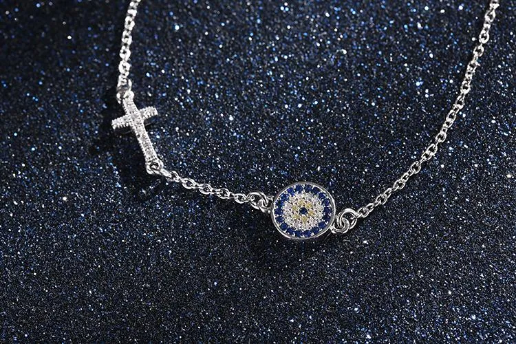 925 Sterling Silver Sideways Cross Bracelet