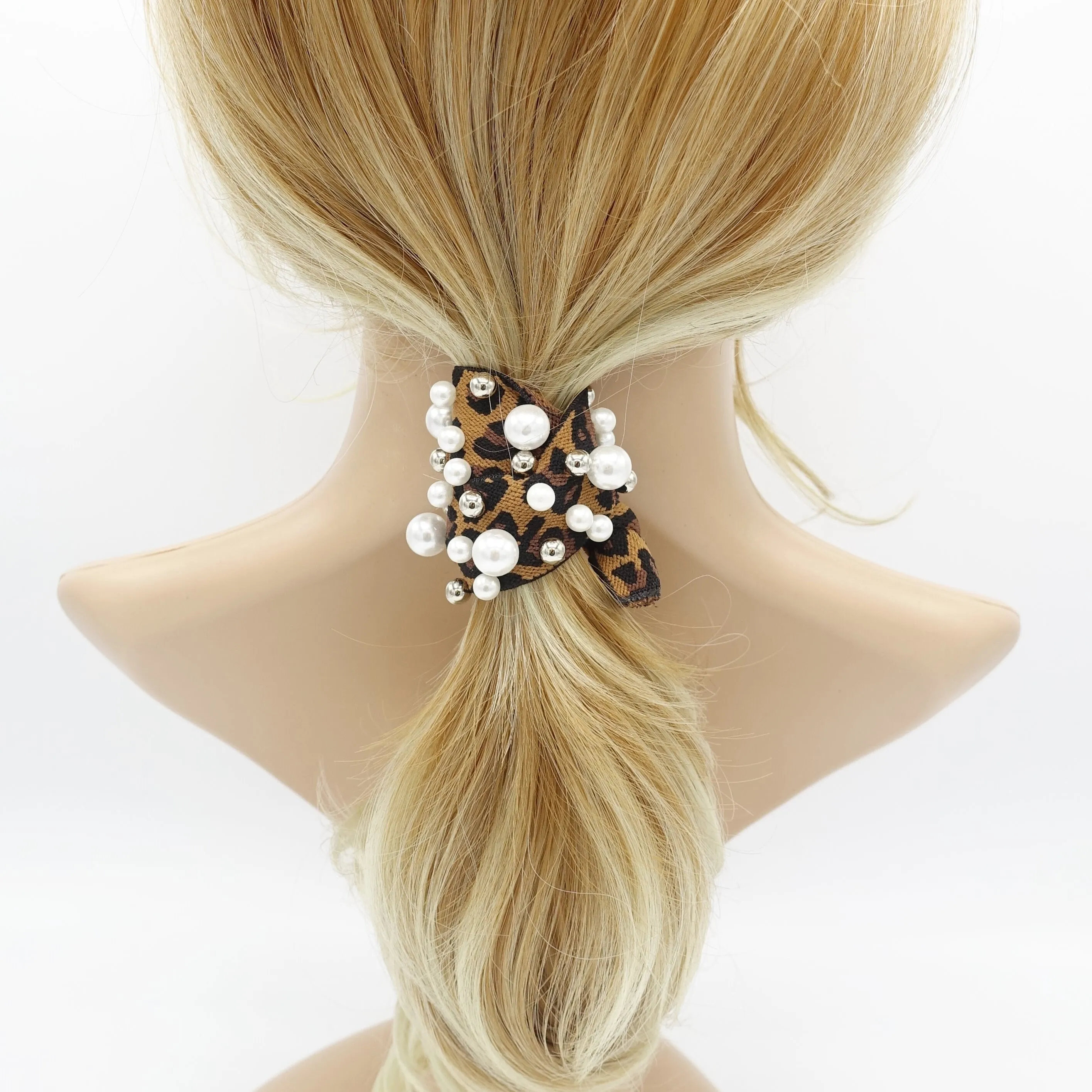 a pack of pearl stud embellished hair elastic ponytail holder set