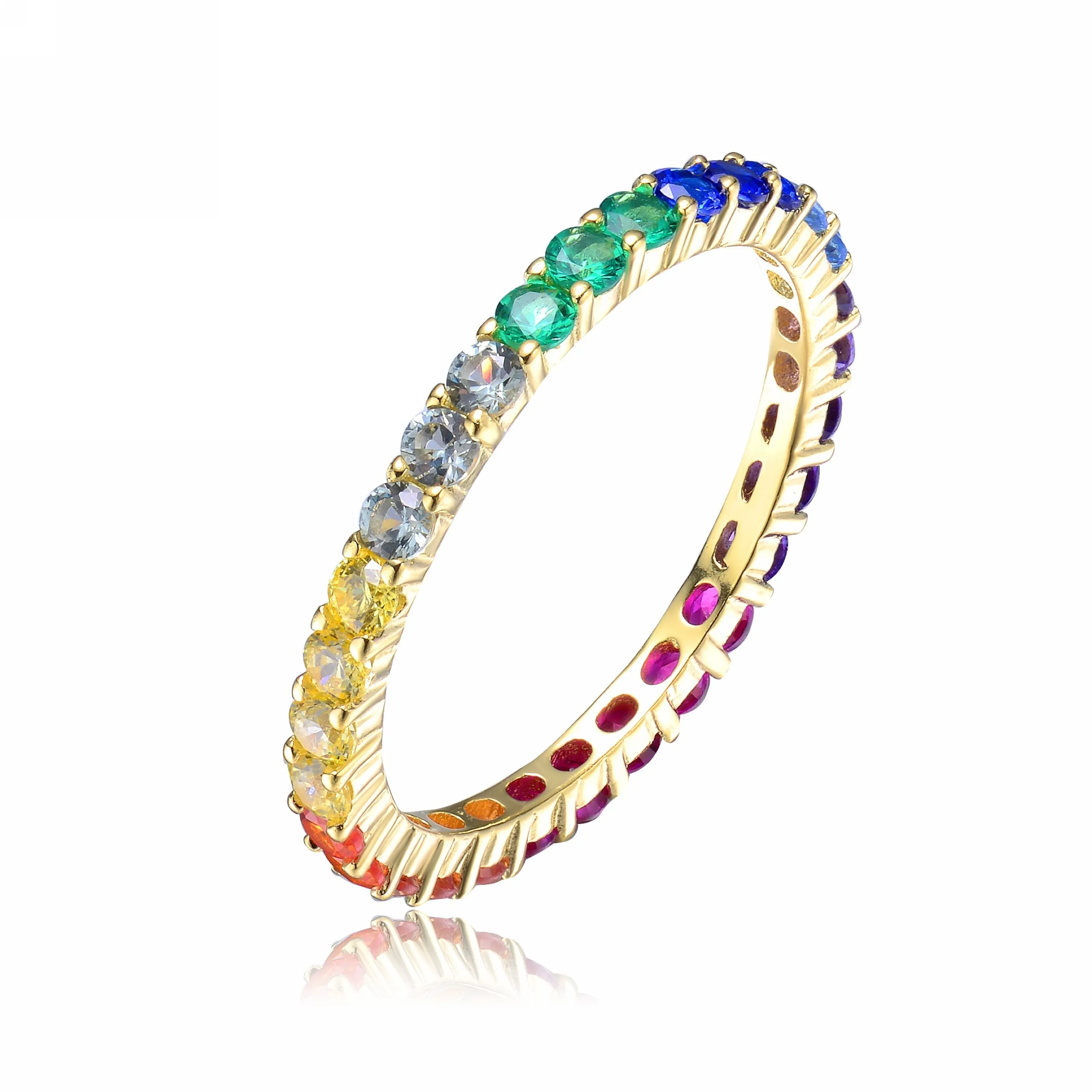 Arc-en-Ciel CZ Eternity Rainbow Golden Ring