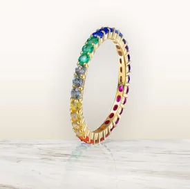 Arc-en-Ciel CZ Eternity Rainbow Golden Ring