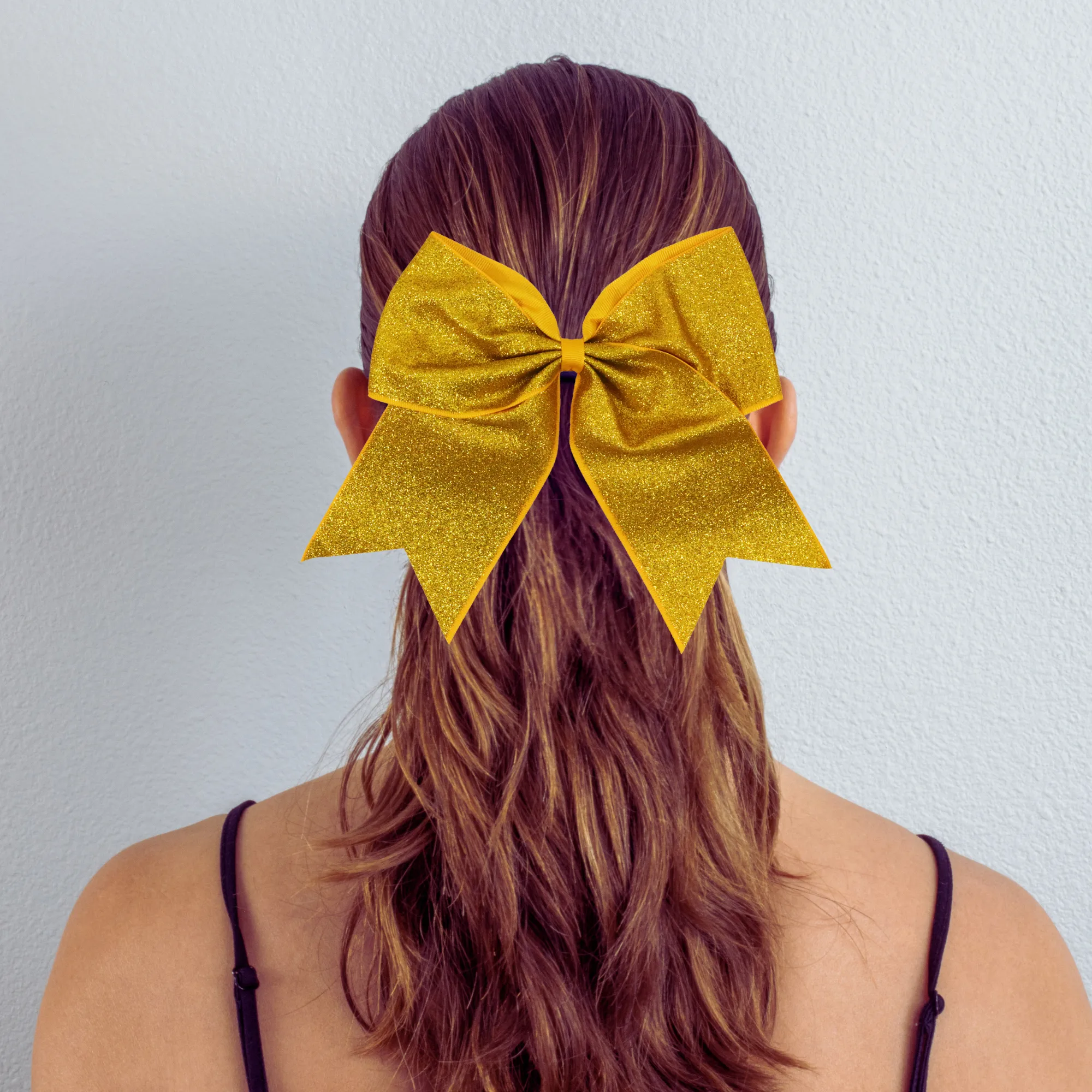 Athletic Gold Glitter Cheer Bow