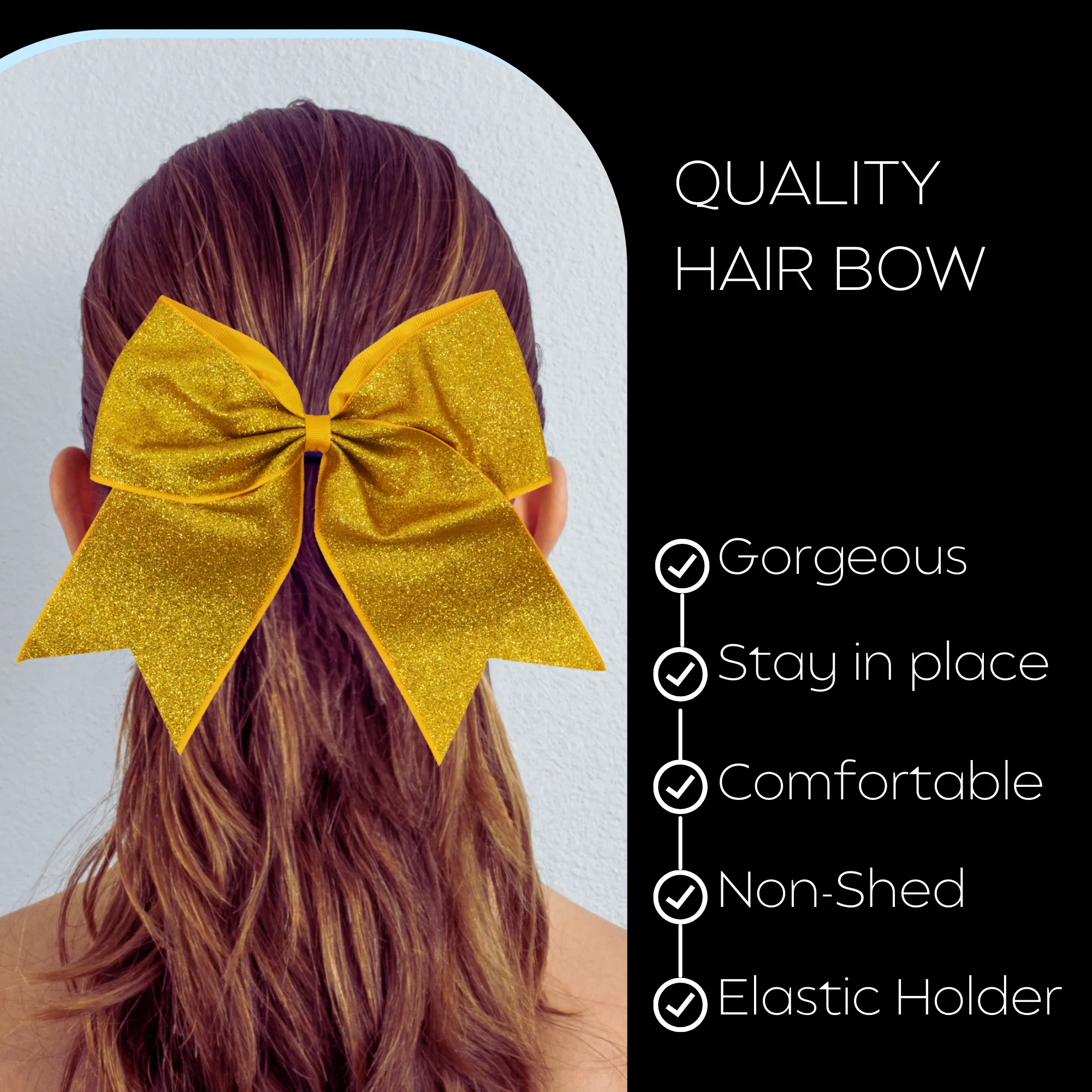 Athletic Gold Glitter Cheer Bow