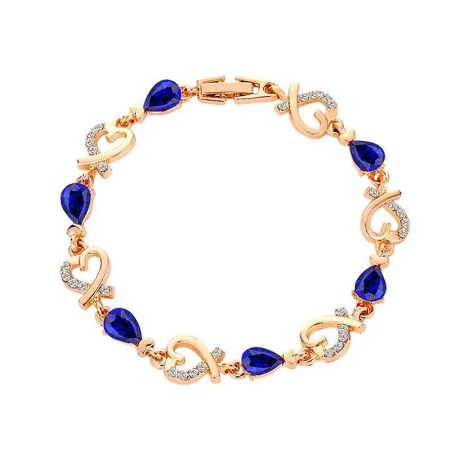 Austrian Crystal Fashion Heart Chain Bracelet