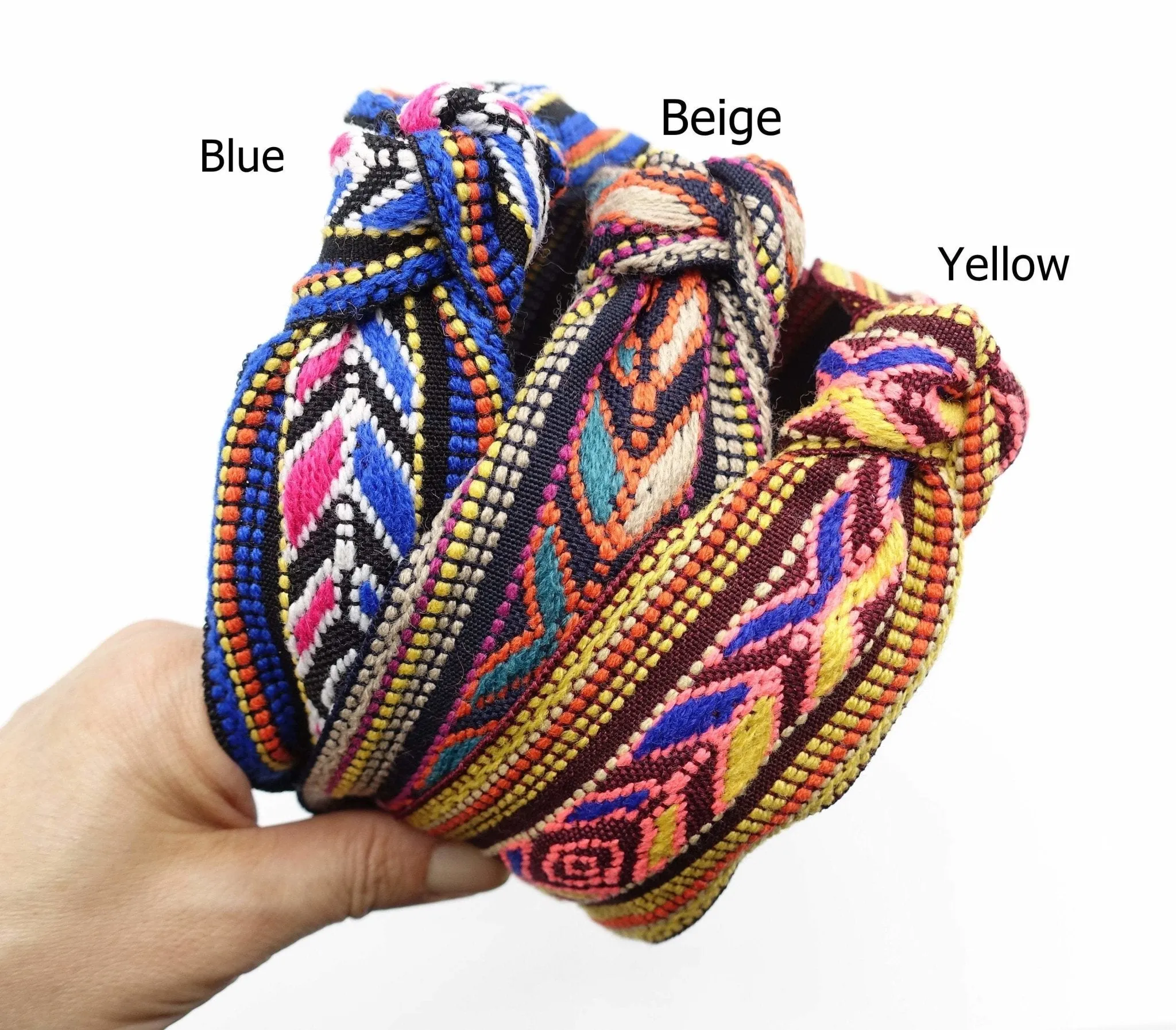 aztec pattern headband jacquard knot hairband woman hair accessory