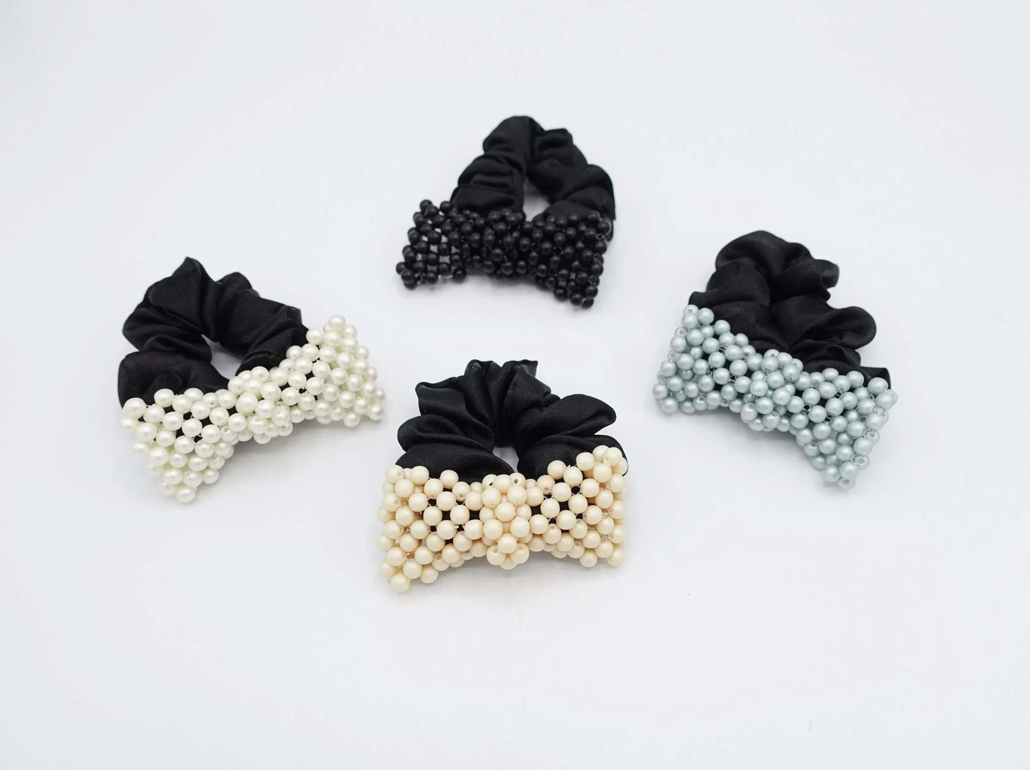 ball beaded bow satin scrunchies hair tie elastic hair tie for women