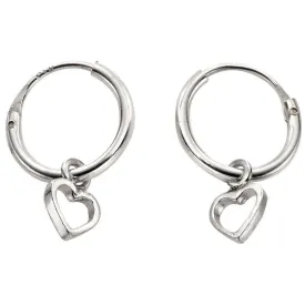 Beginnings Heart Sleeper Hoop Earrings - Silver