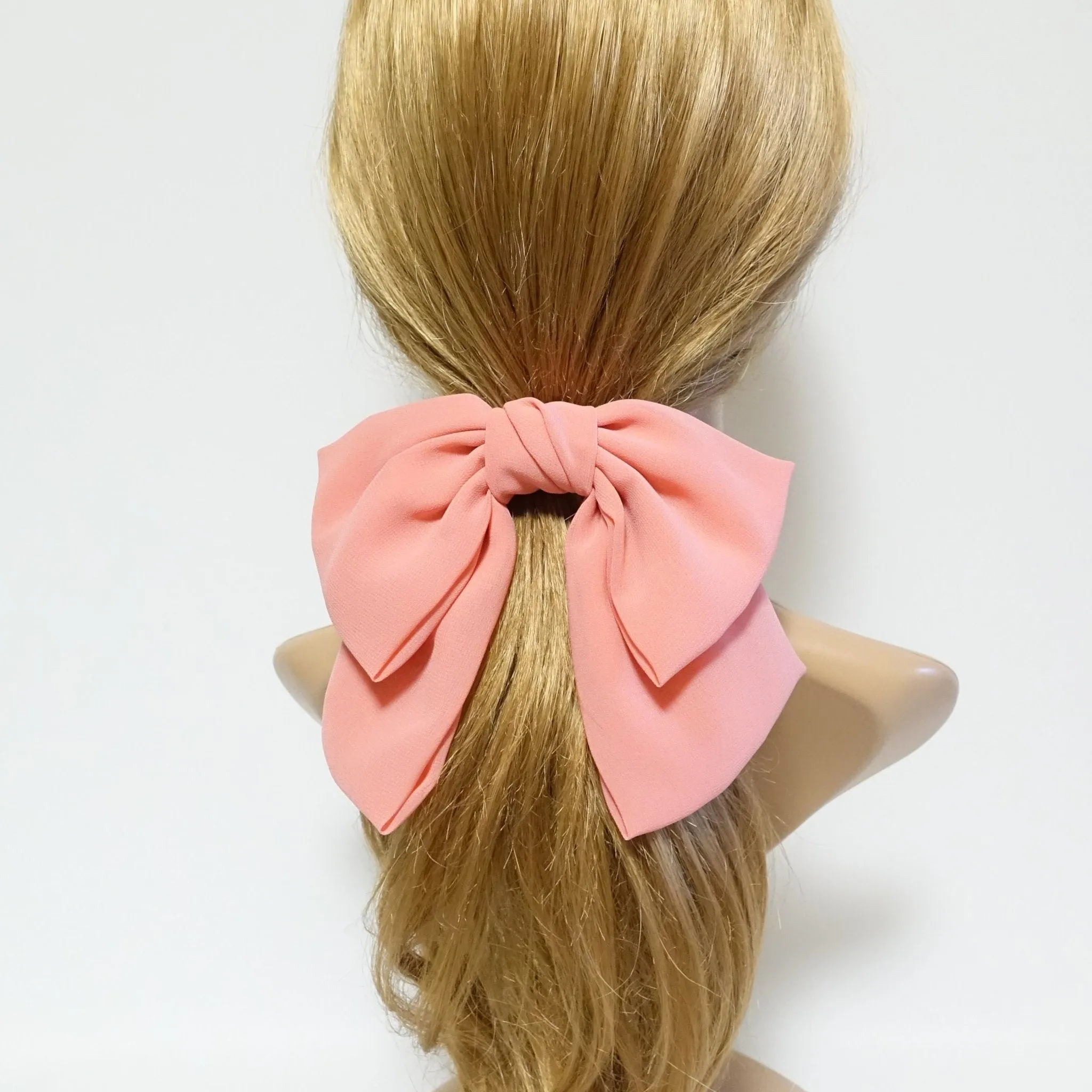 big chiffon bow hair elastic ponytail holder women hair tie accessory