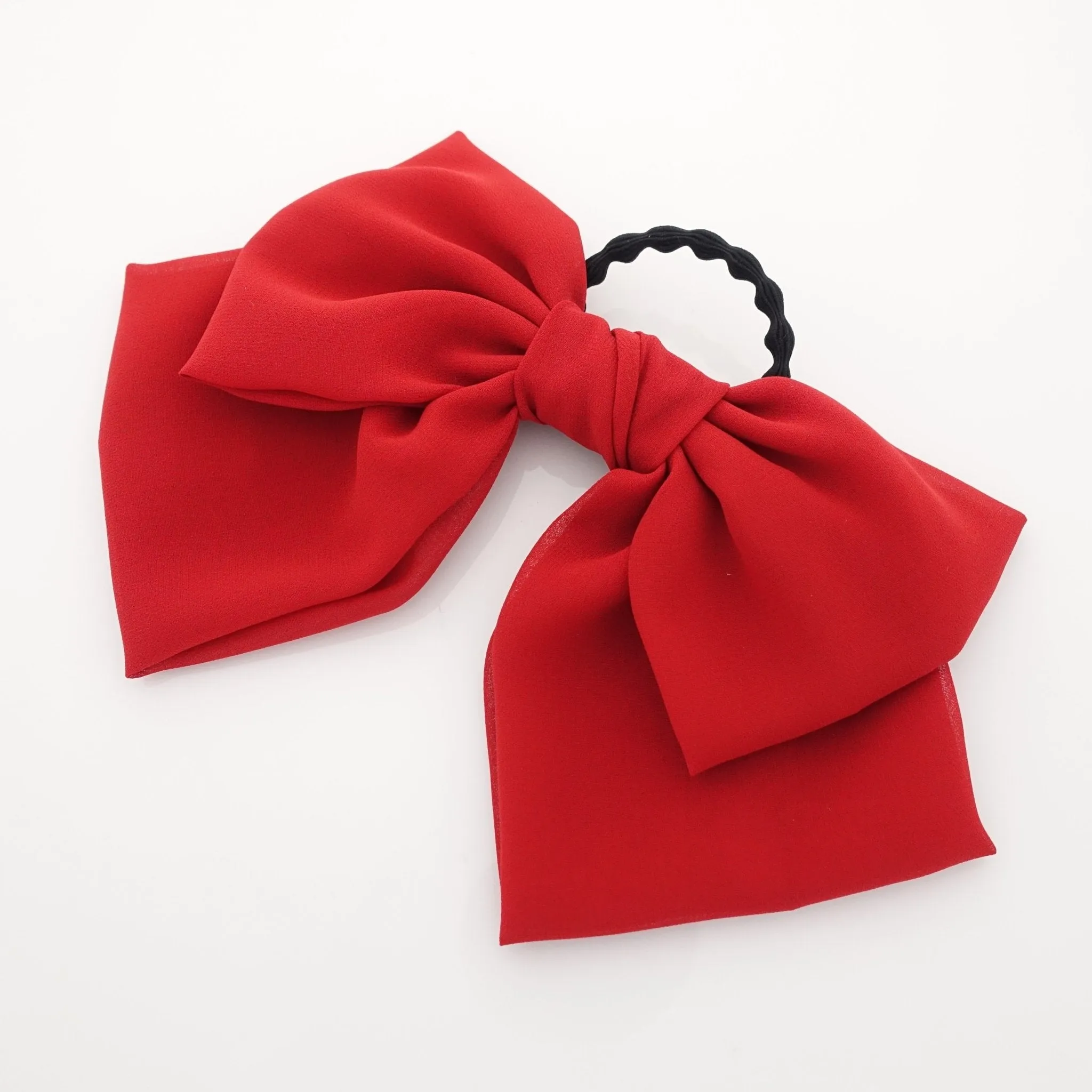 big chiffon bow hair elastic ponytail holder women hair tie accessory