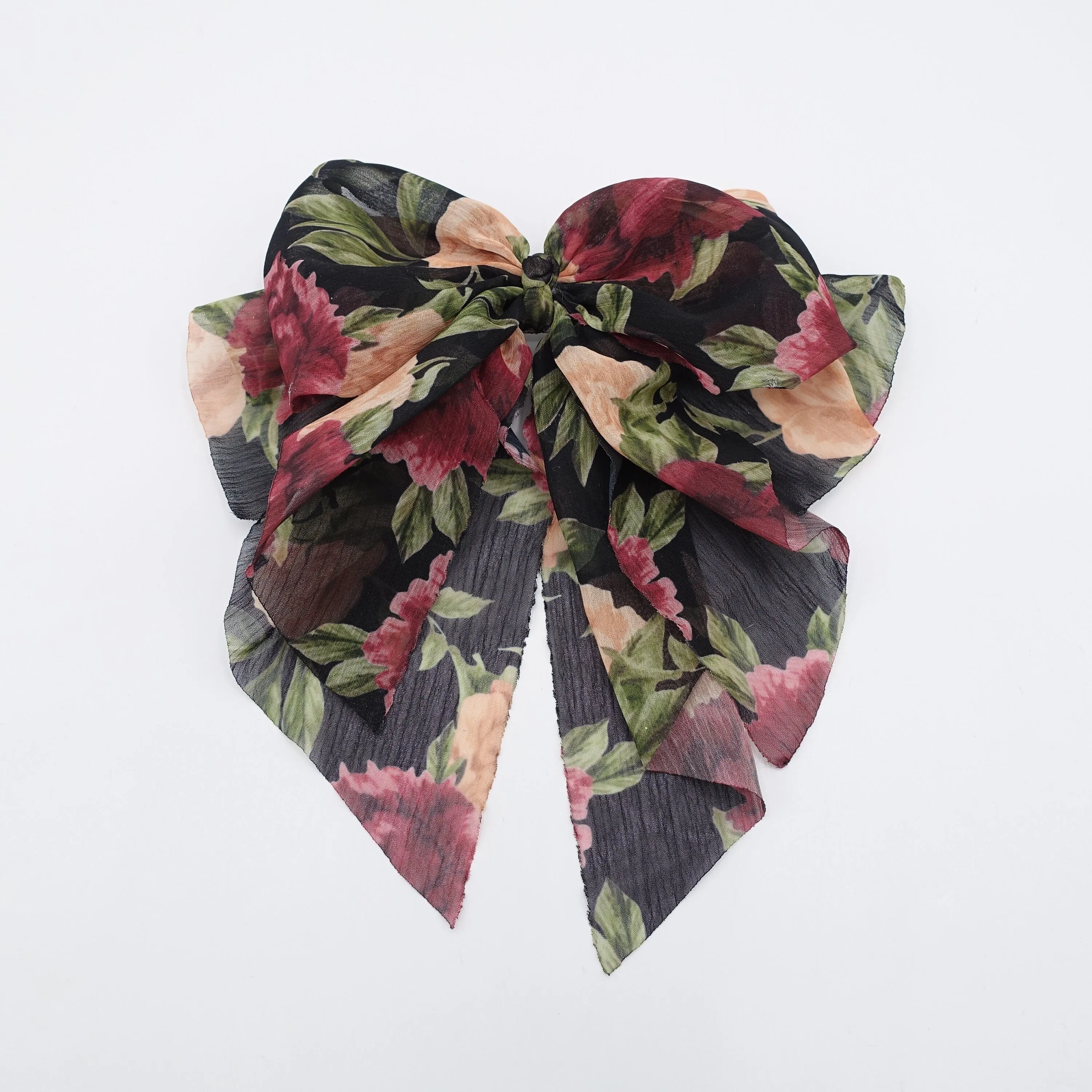 big floral chiffon hair bow feminine hair accessory