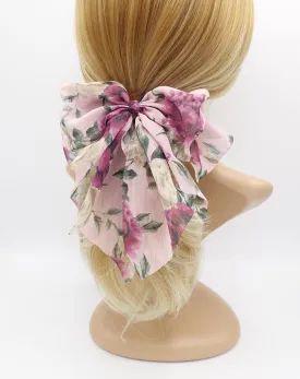 big floral chiffon hair bow feminine hair accessory