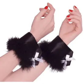 Black Bunny Feather Wrist Cuffs