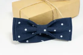 Blue Polka Wedding Bow Tie