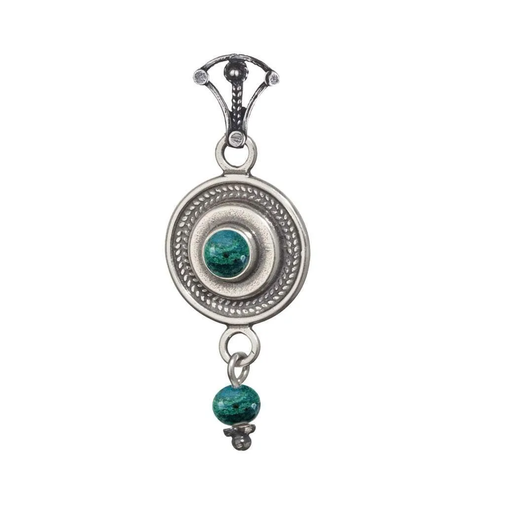 Bluenoemi Israeli Jewelry chain with pendant sterling silver necklace,  pendant set with Eilat stone, Blue Opal or other stones