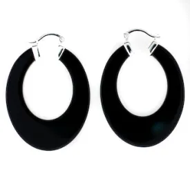 Boho Flat Stone Hoop Earrings