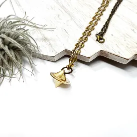 Brass Pendulum Necklace Vintage Chain and Solid Bulb Pendant