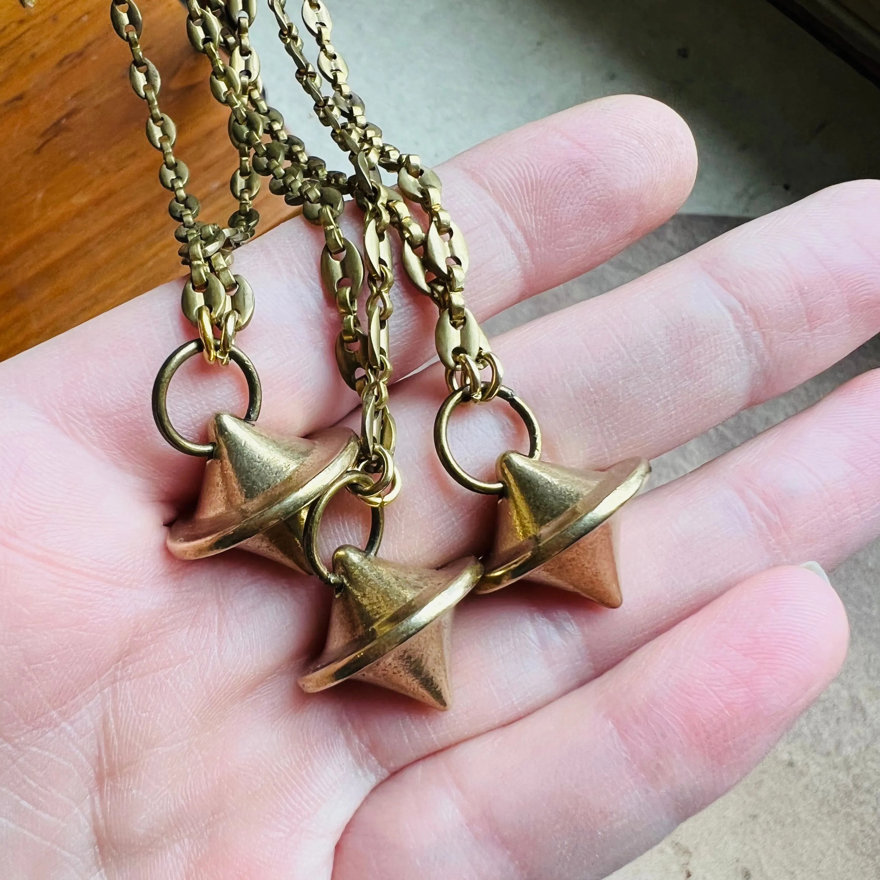 Brass Pendulum Necklace Vintage Chain and Solid Bulb Pendant