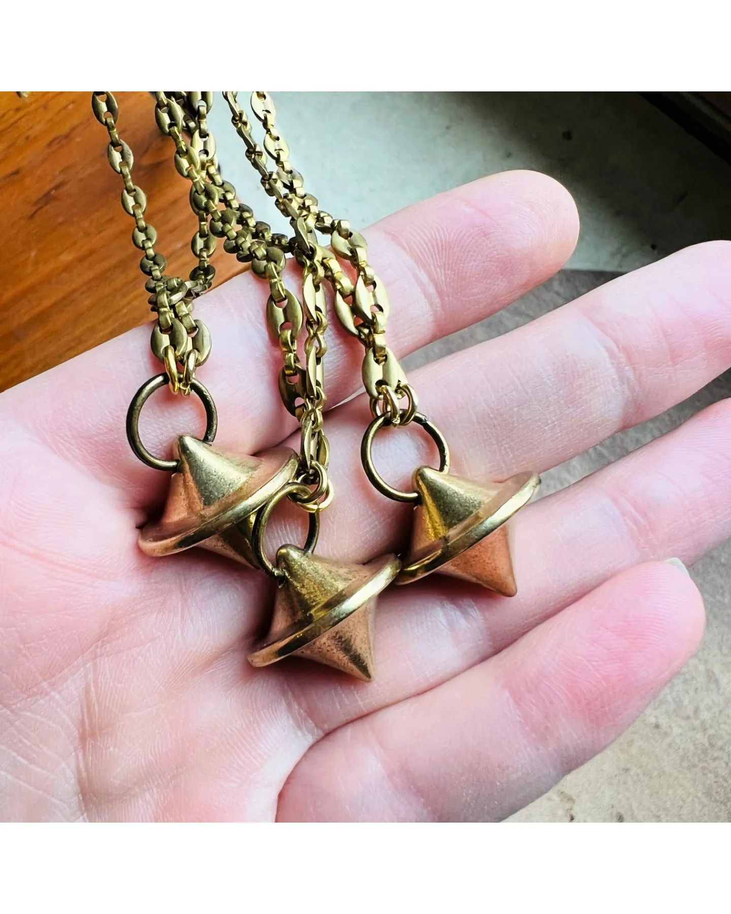 Brass Pendulum Necklace Vintage Chain and Solid Bulb Pendant