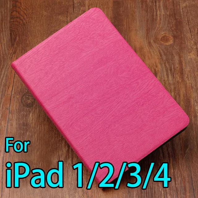 Buy one get one screen film for iPad air2 1 case smart cover for iPad 4 2 3 Fashion PU Wood Grain Leather 2017 free shipping AKR