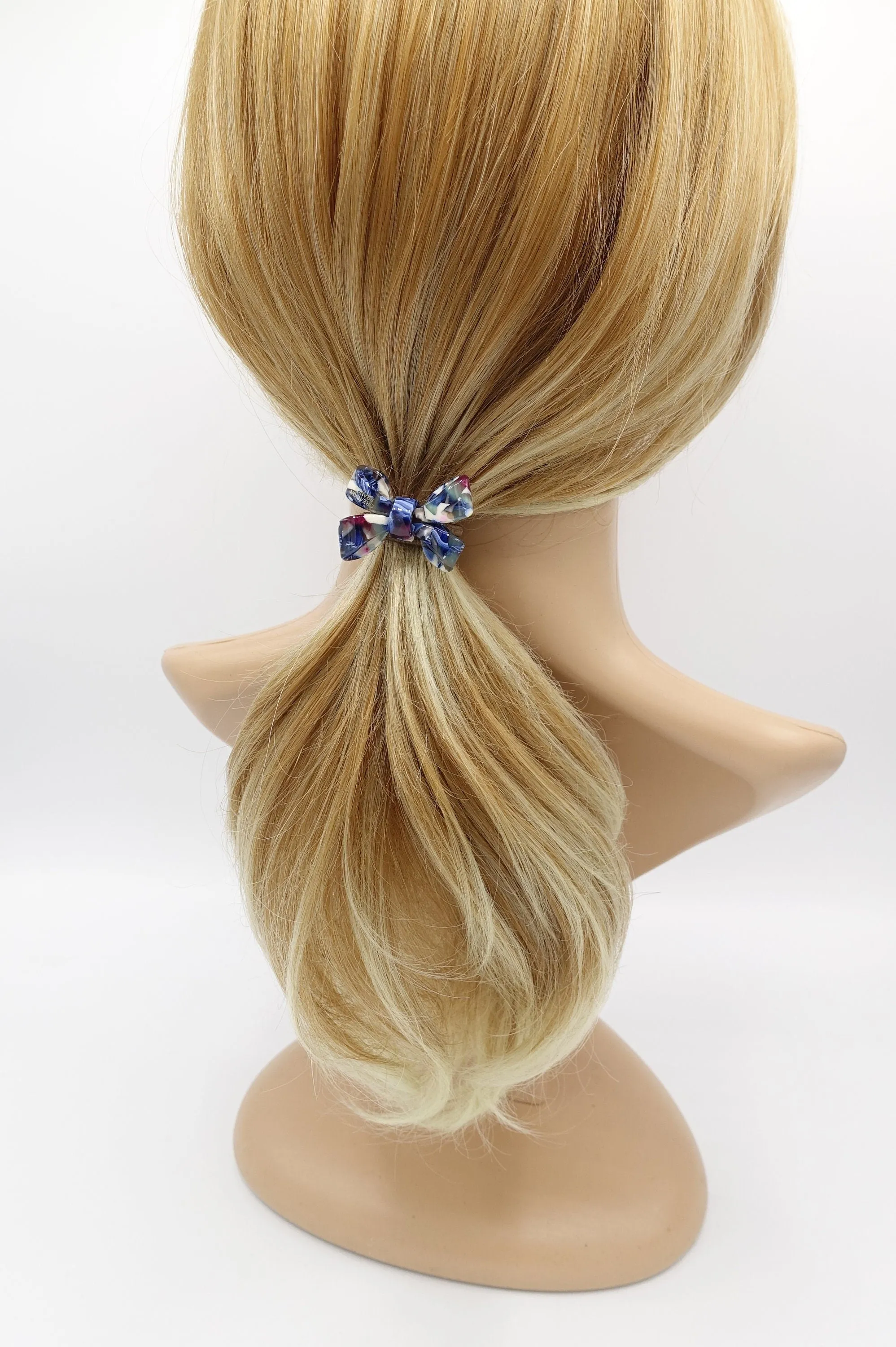 cellulose acetate tail bow knot hair tie elastic ponytail holder