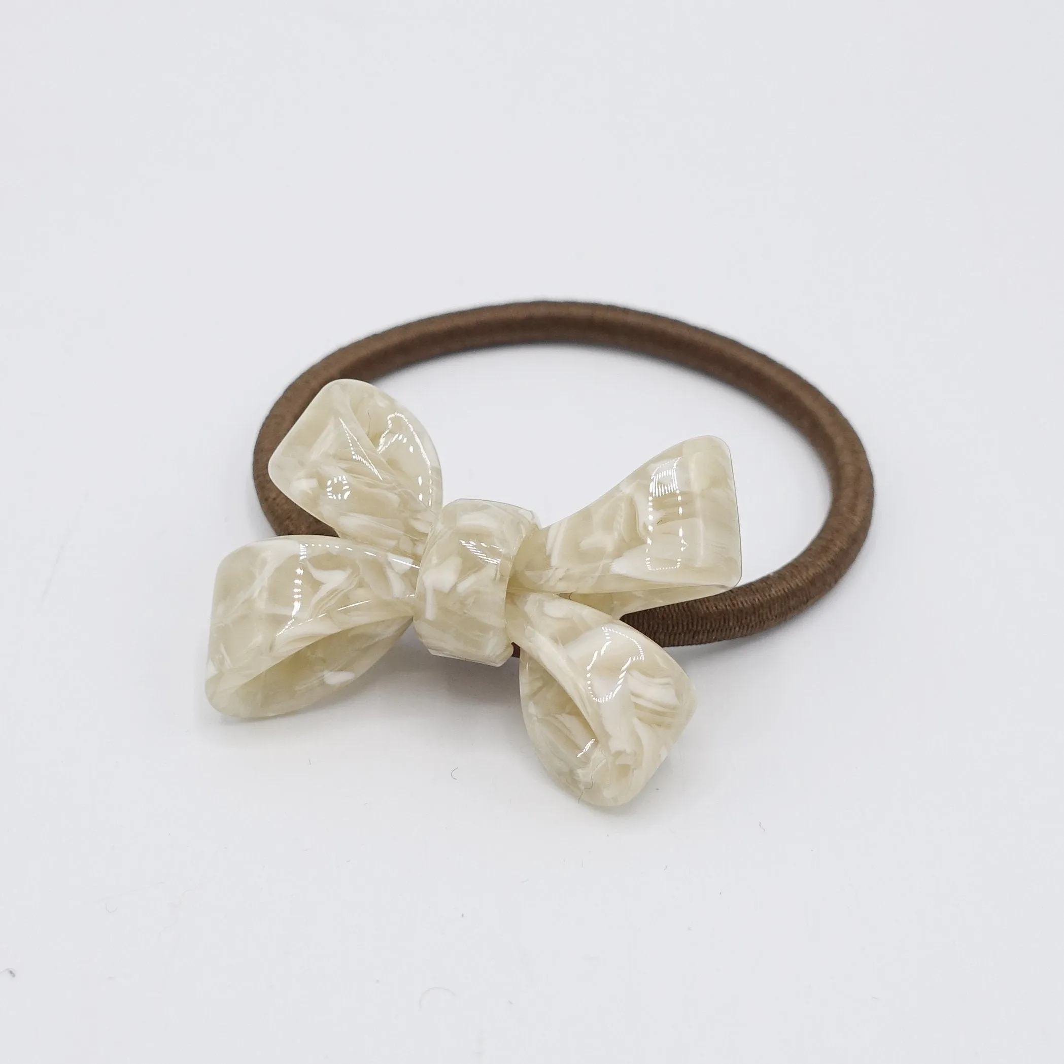 cellulose acetate tail bow knot hair tie elastic ponytail holder