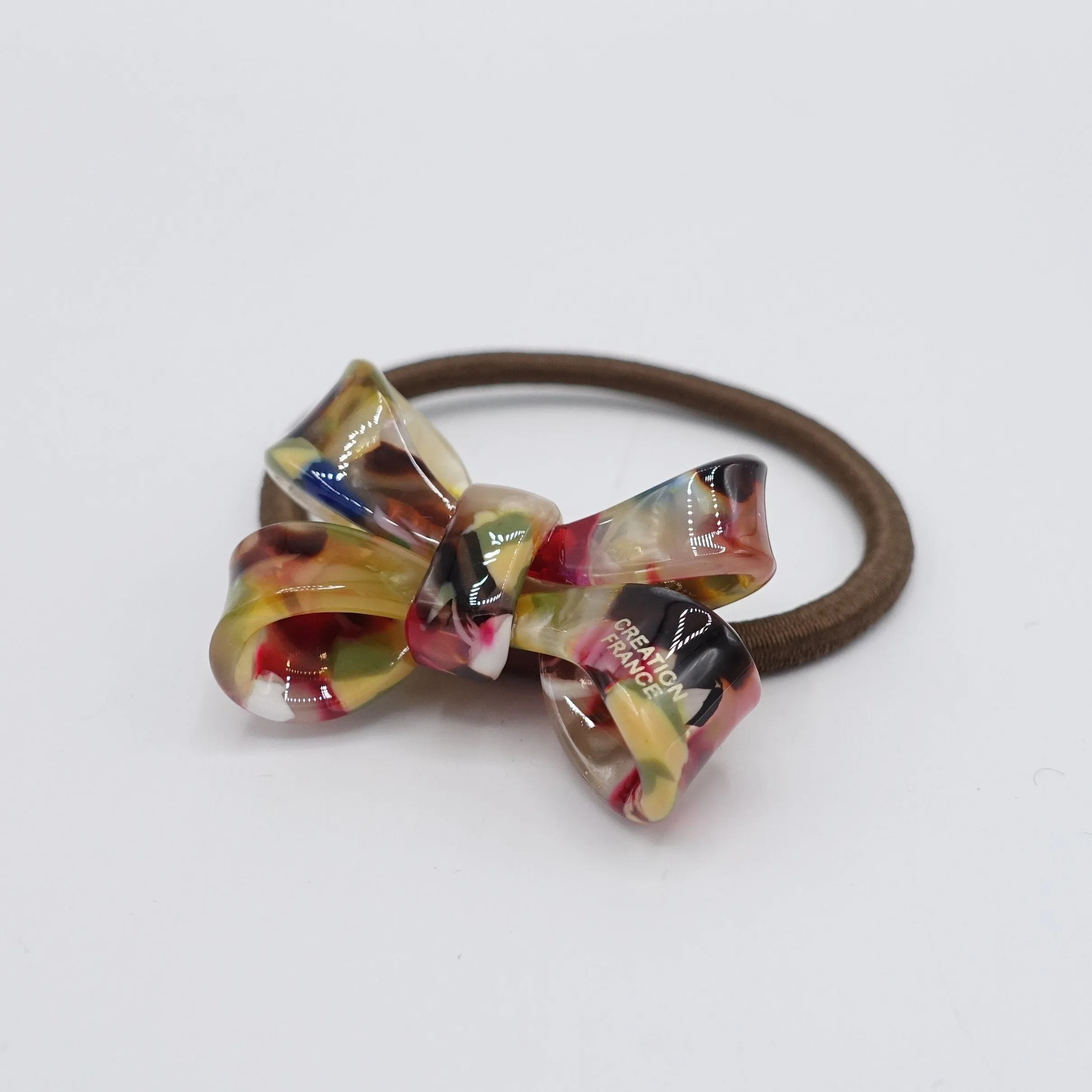 cellulose acetate tail bow knot hair tie elastic ponytail holder