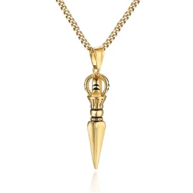 Classy Men Gold Dagger Pendant Necklace