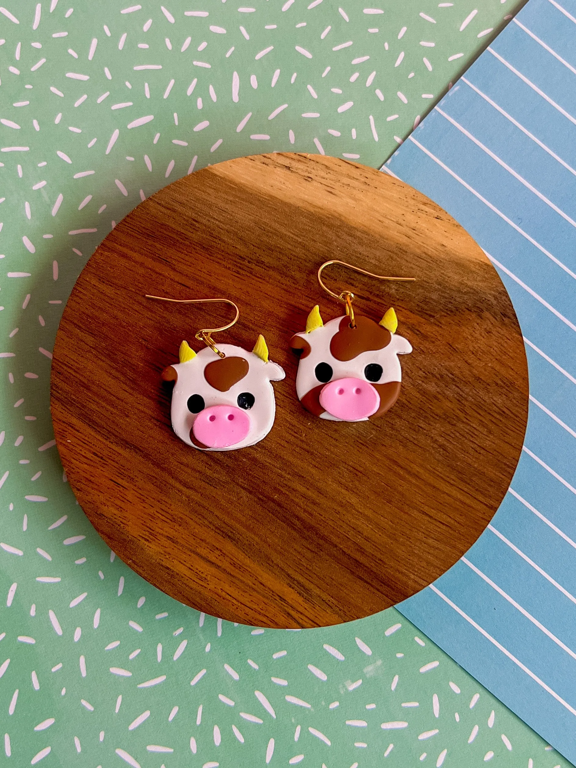 Cocoa the Cow Earrings | Clay Earrings