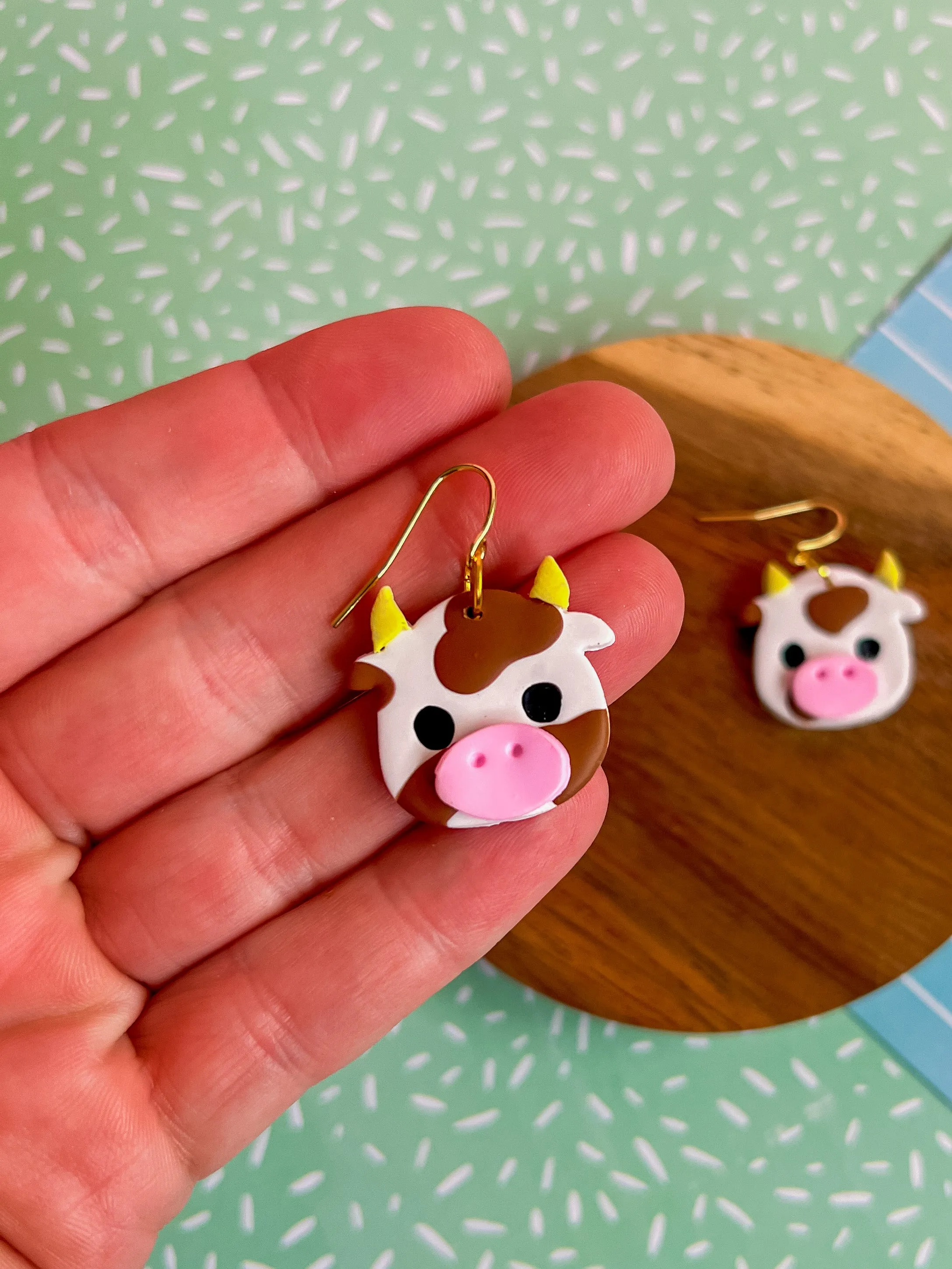 Cocoa the Cow Earrings | Clay Earrings