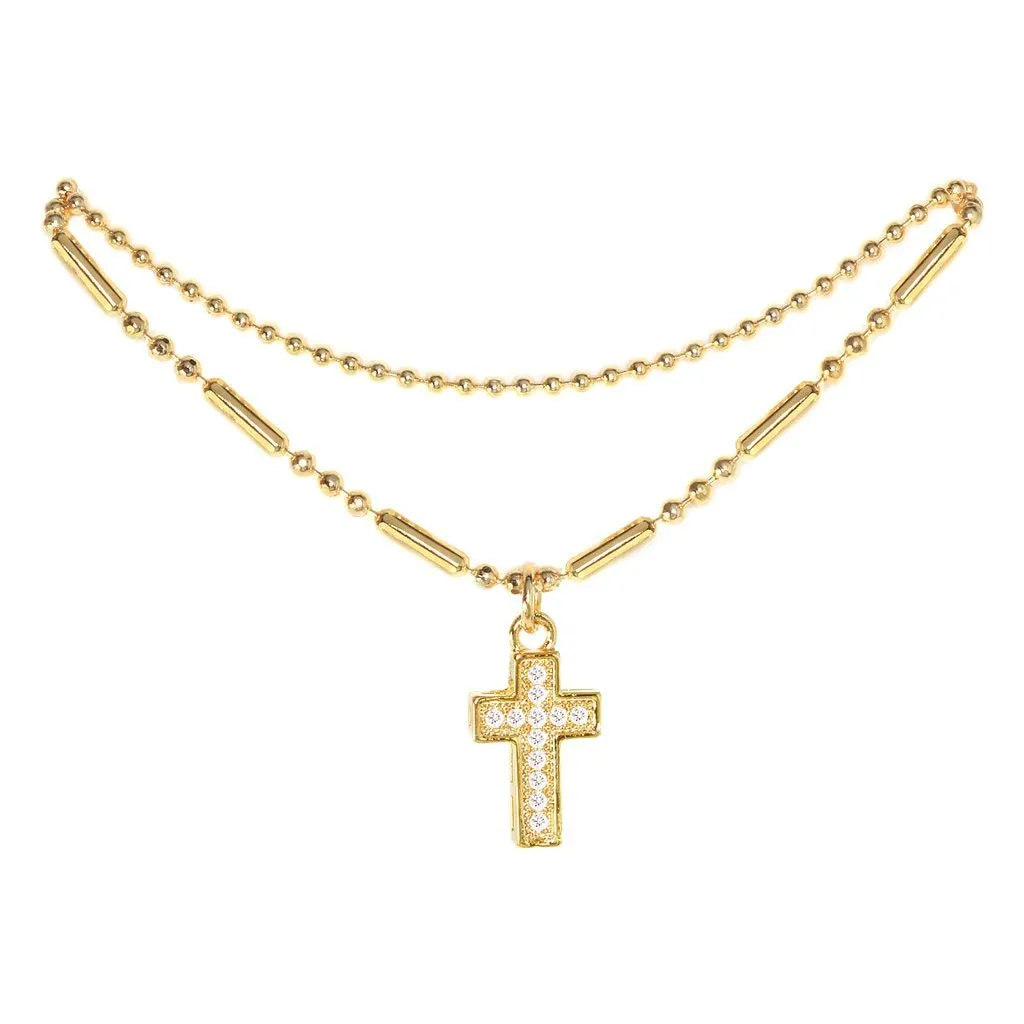 Cubic Zirconia Cross Pendant Anklet