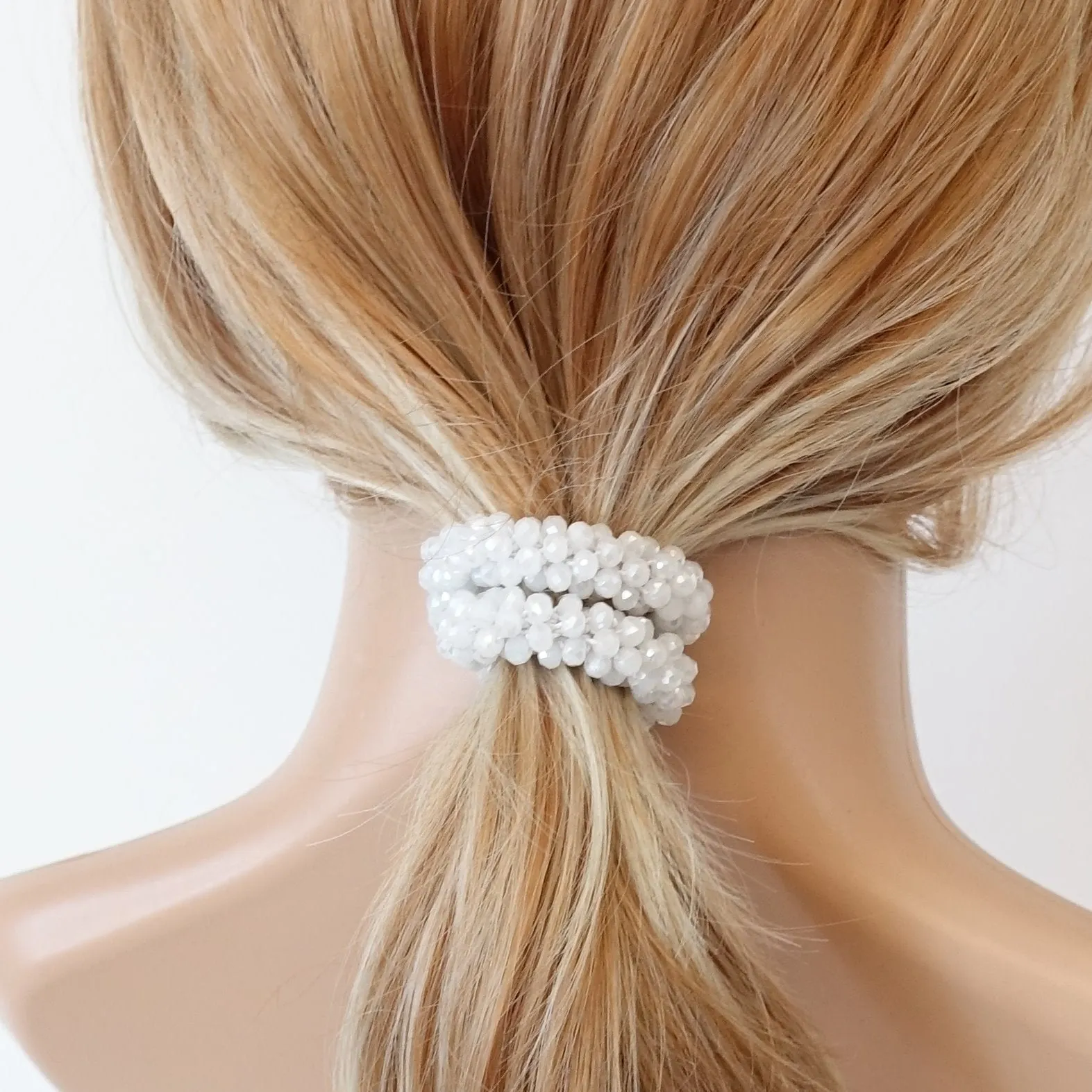 dazzling glass crystal beaded hair elastic ponytail holder simple hair tie woman hair accessories