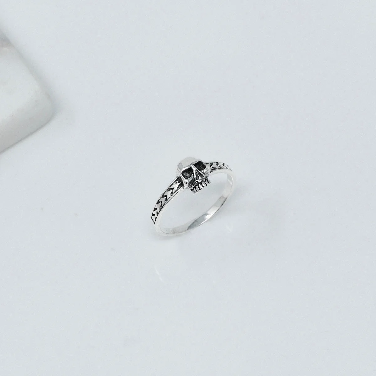 Delicate 925 Sterling Silver Skull Ring for Women and Girls