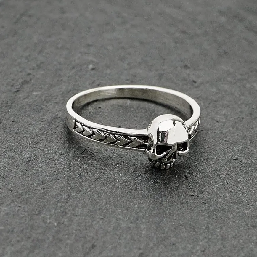 Delicate 925 Sterling Silver Skull Ring for Women and Girls