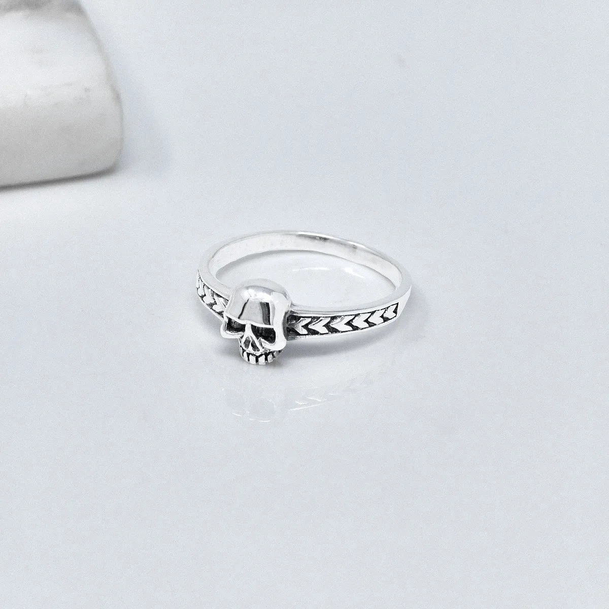 Delicate 925 Sterling Silver Skull Ring for Women and Girls