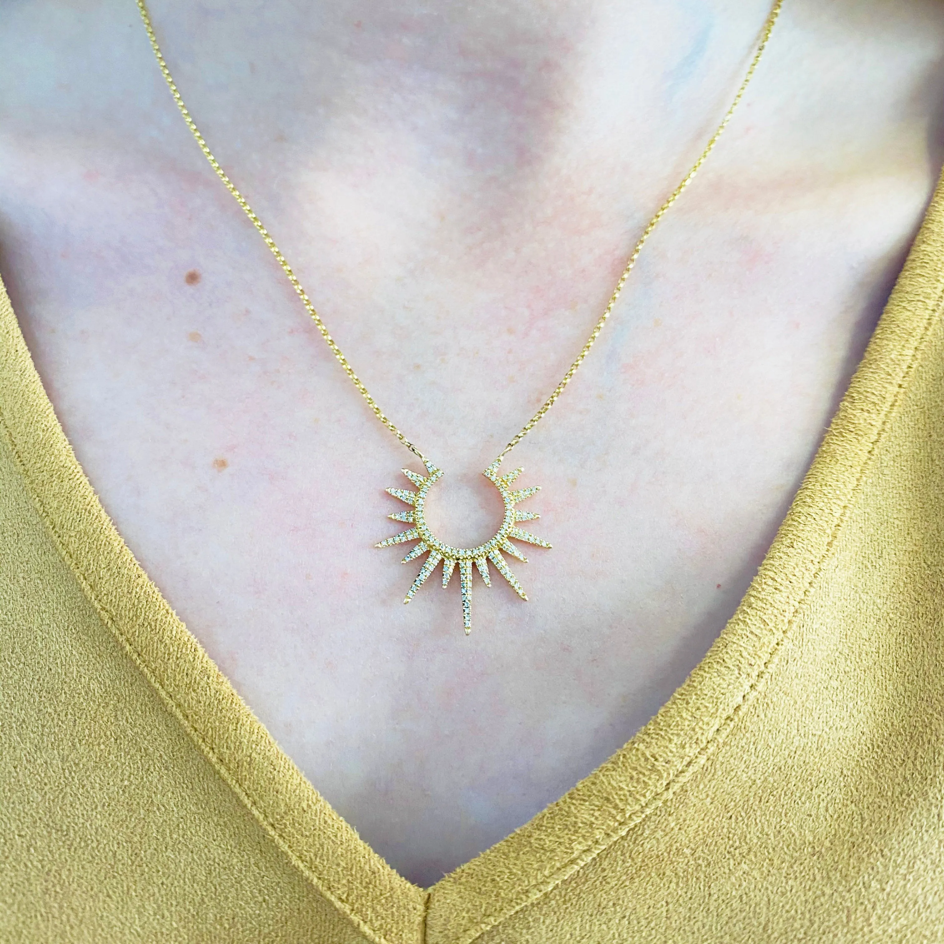 Diamond Open Sun Necklace