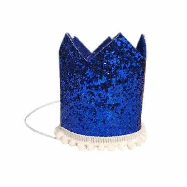 Dog Birthday Crown & Bow Tie Collar - Blue, Custom Age