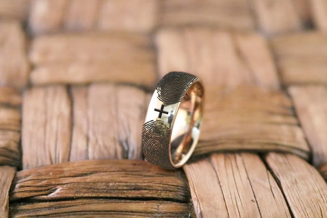 Fingerprint Ring | Mens Wedding Band, Couple Wedding Ring, Memorial Ring