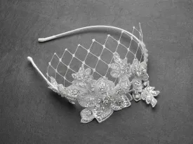 French Net Crystal Lace Bridal Headband