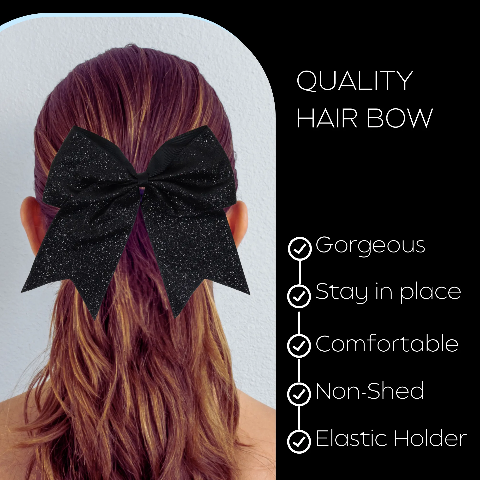 Glitter Cheer Bow for Girls Large Hair Bows Stiff Performance Competition Softball Dance Team