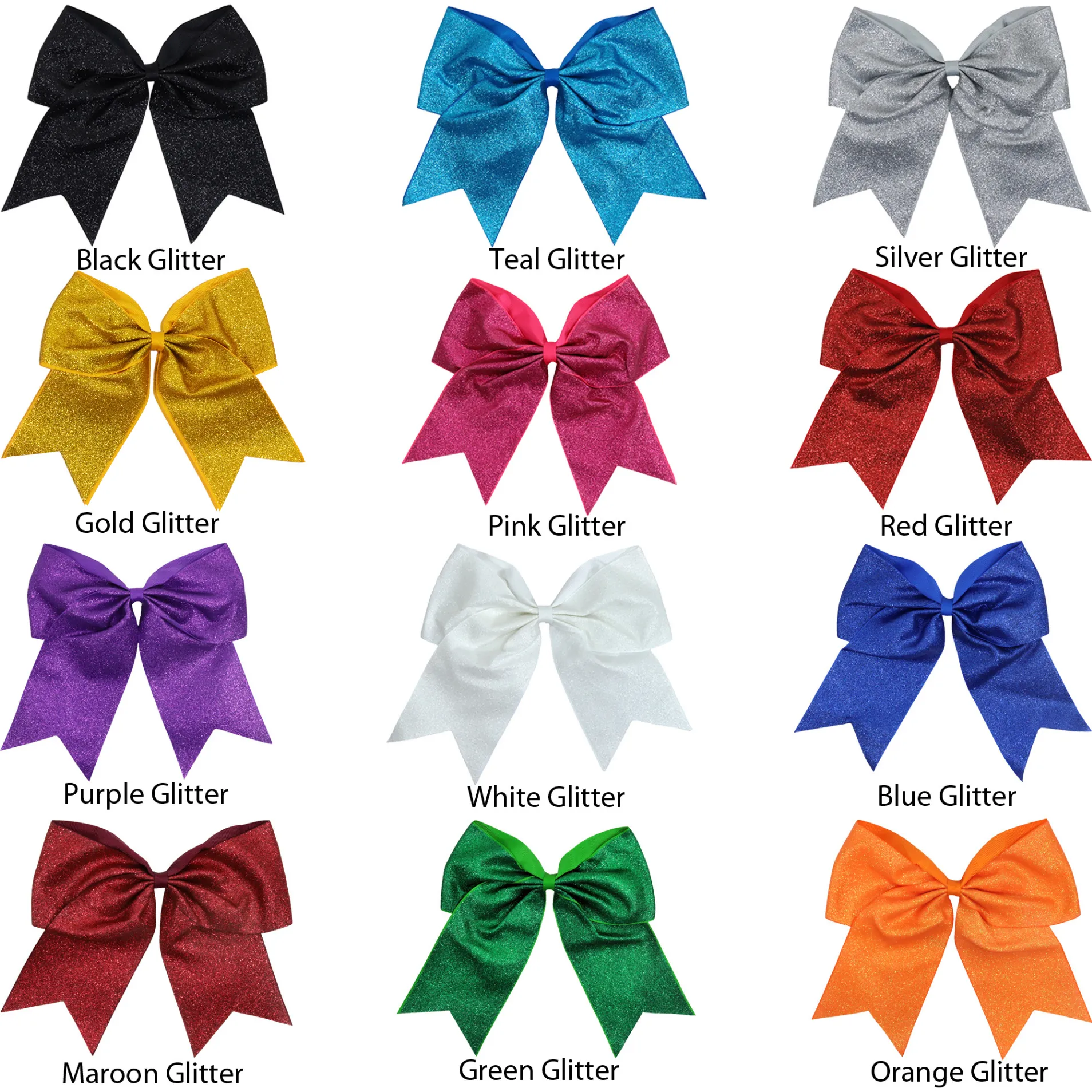 Glitter Cheer Bow for Girls Large Hair Bows Stiff Performance Competition Softball Dance Team