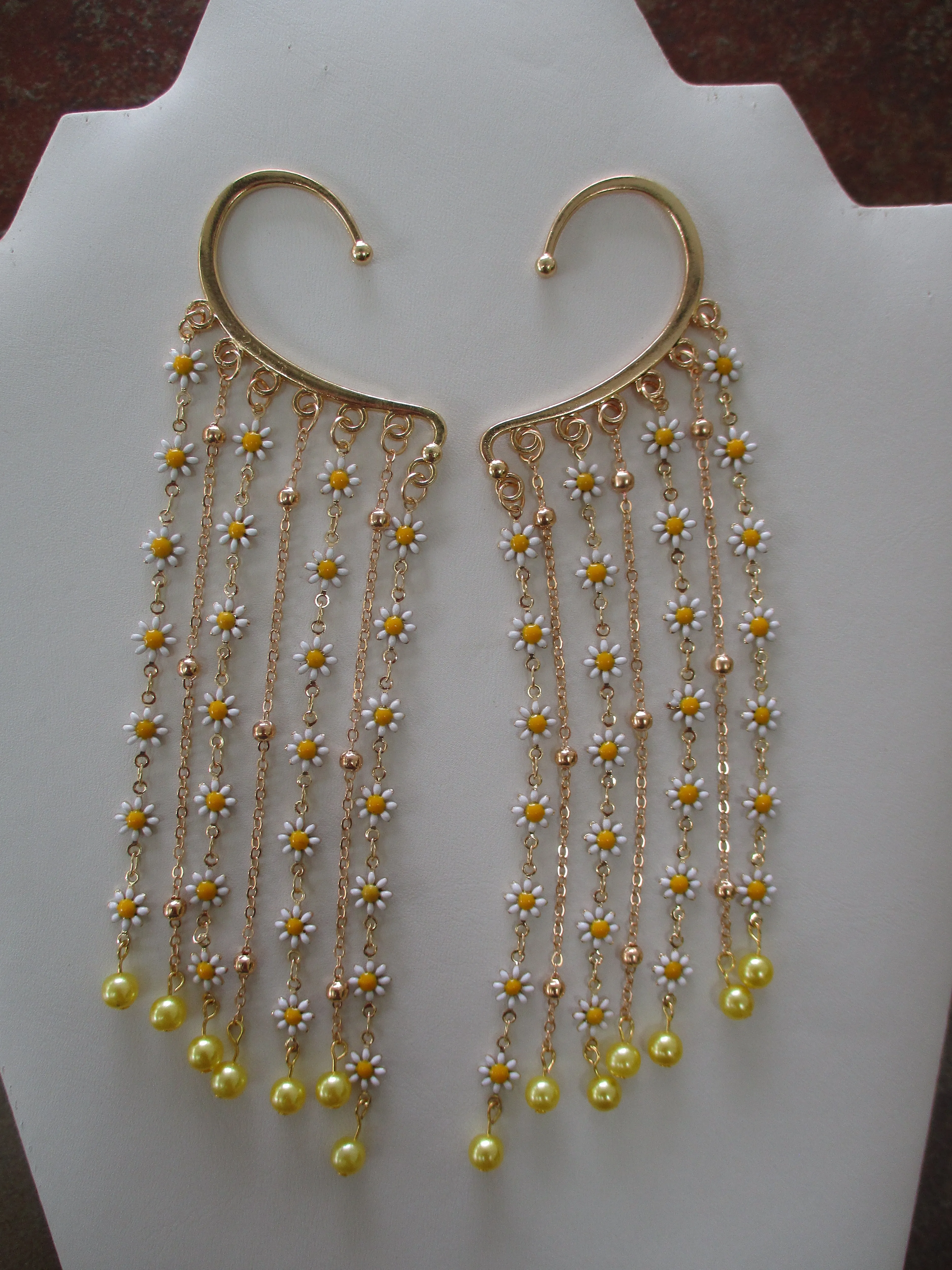 Gold Daisy Chain, Gold Ball Chain, Pair Ear Cuffs (EC155)